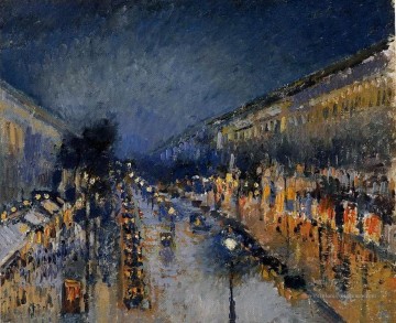  nuit Tableaux - le boulevard montmartre la nuit 1897 Camille Pissarro